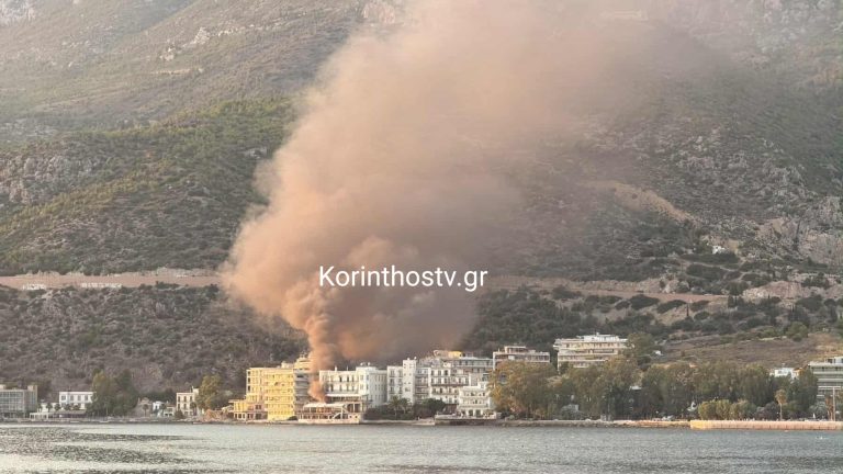 Φωτιά σε εγκαταλελειμμένο ξενοδοχείο στο Λουτράκι: Καίει κοντά σε σπίτια