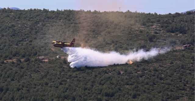 Φωτιά στο Κολχικό Λαγκαδά: 32 πυροσβέστες, τρία εναέρια και υδροφόρες ΟΤΑ σε μάχη με αγροτοδασική πυρκαγιά